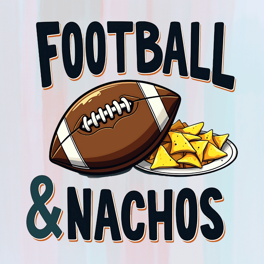 Football and Nachos T-shirt Design preview image.