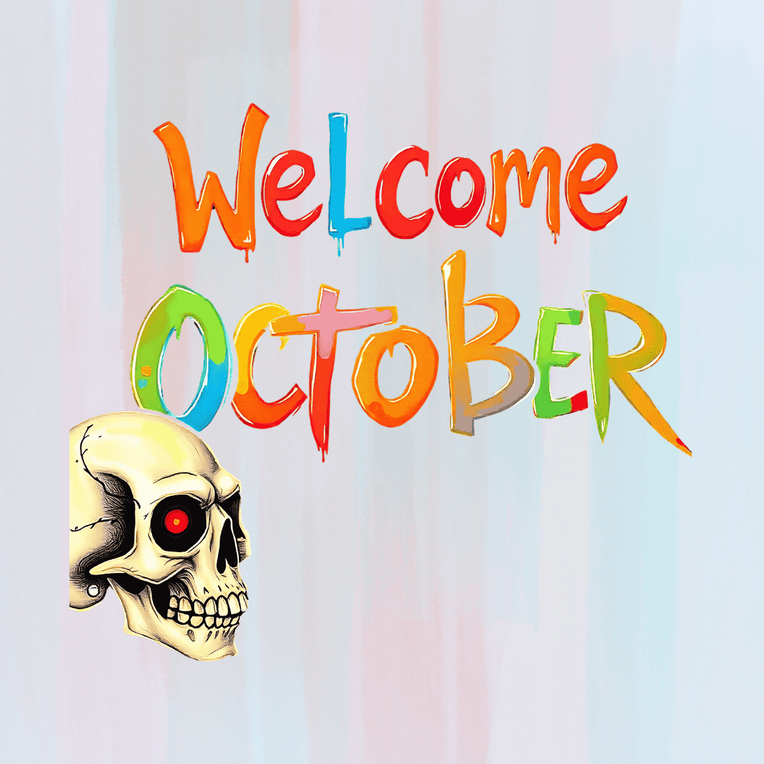 Welcome October Skull T-shirt Design preview image.