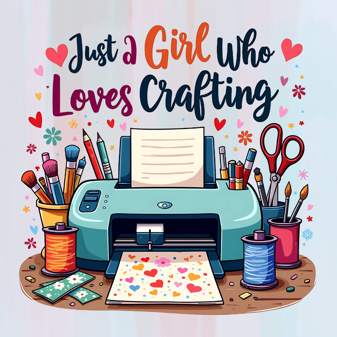 Just a Girl Who Loves Crafting T-shirt Design preview image.