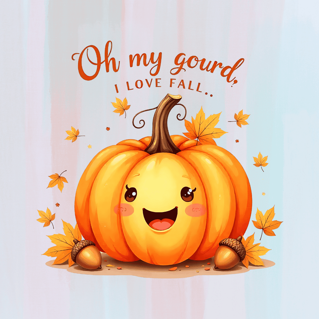 Cute Fall Pumpkin T-Shirt Design preview image.