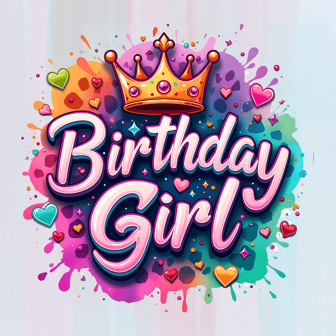 Birthday Girl with Crown T-shirt Design preview image.