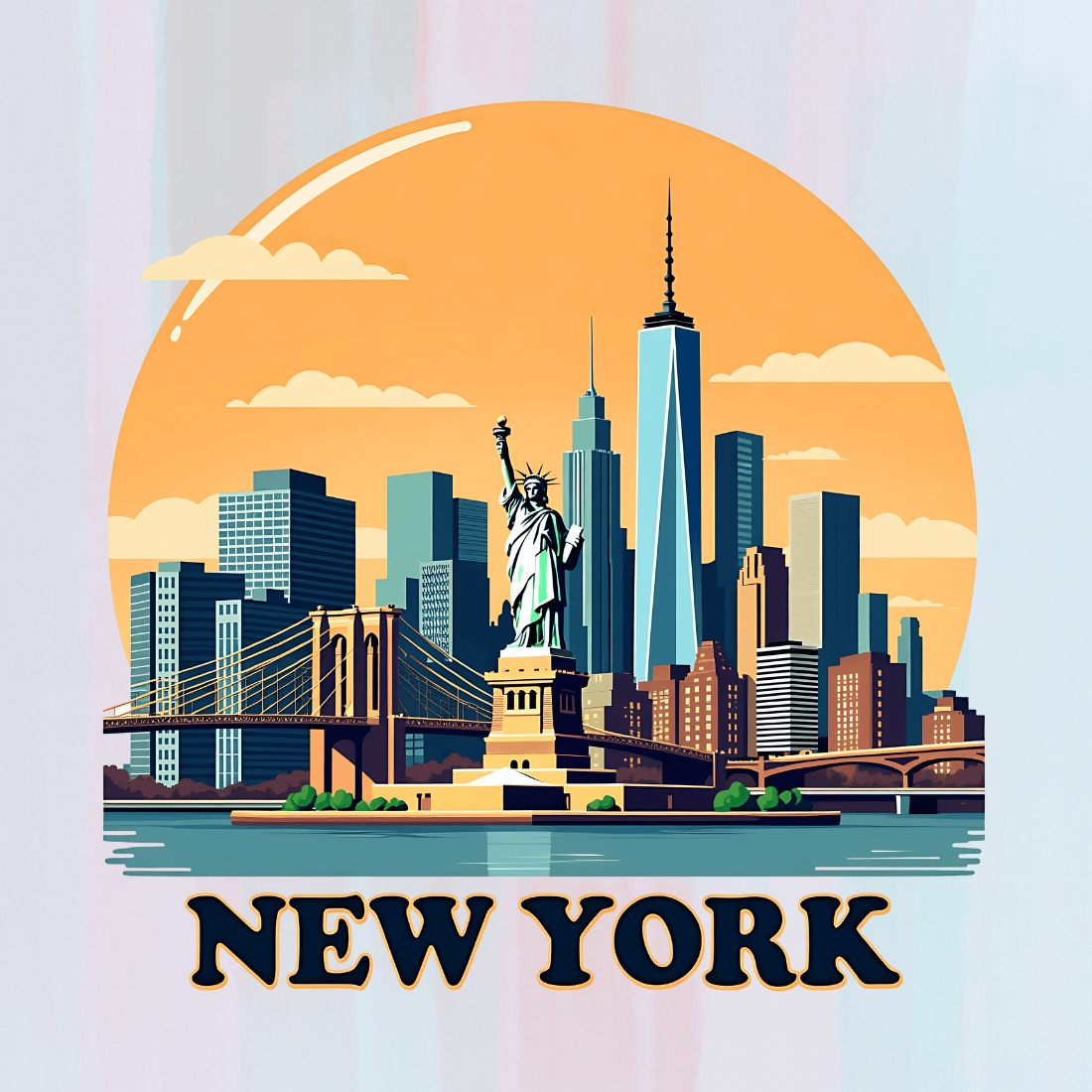 New York City Skyline T-shirt Design preview image.