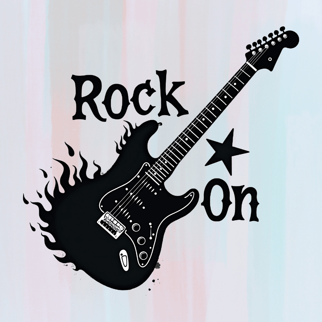 Rock On Guitar T-shirt Design preview image.