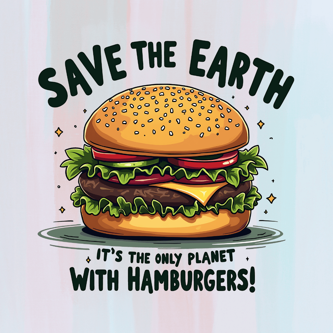 Hamburger with Earth T-shirt Design preview image.