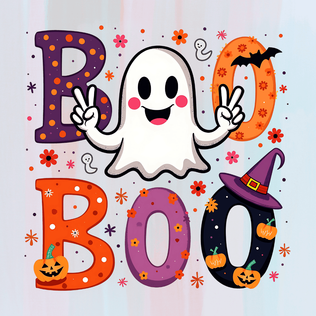 Cute Boo! Ghost T-shirt Design preview image.