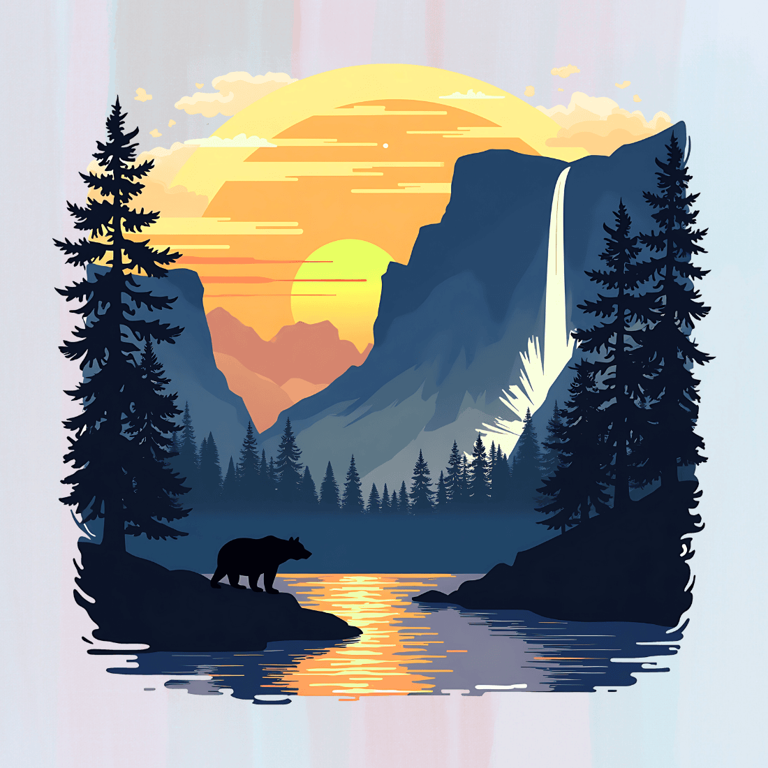 Bear in Yosemite National Park T-shirt Design preview image.