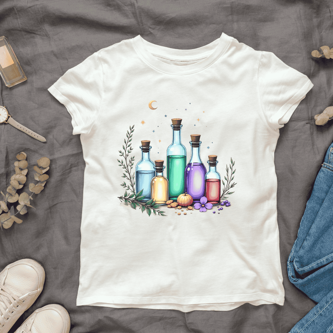 Magical Potion Bottles T-Shirt Design cover image.