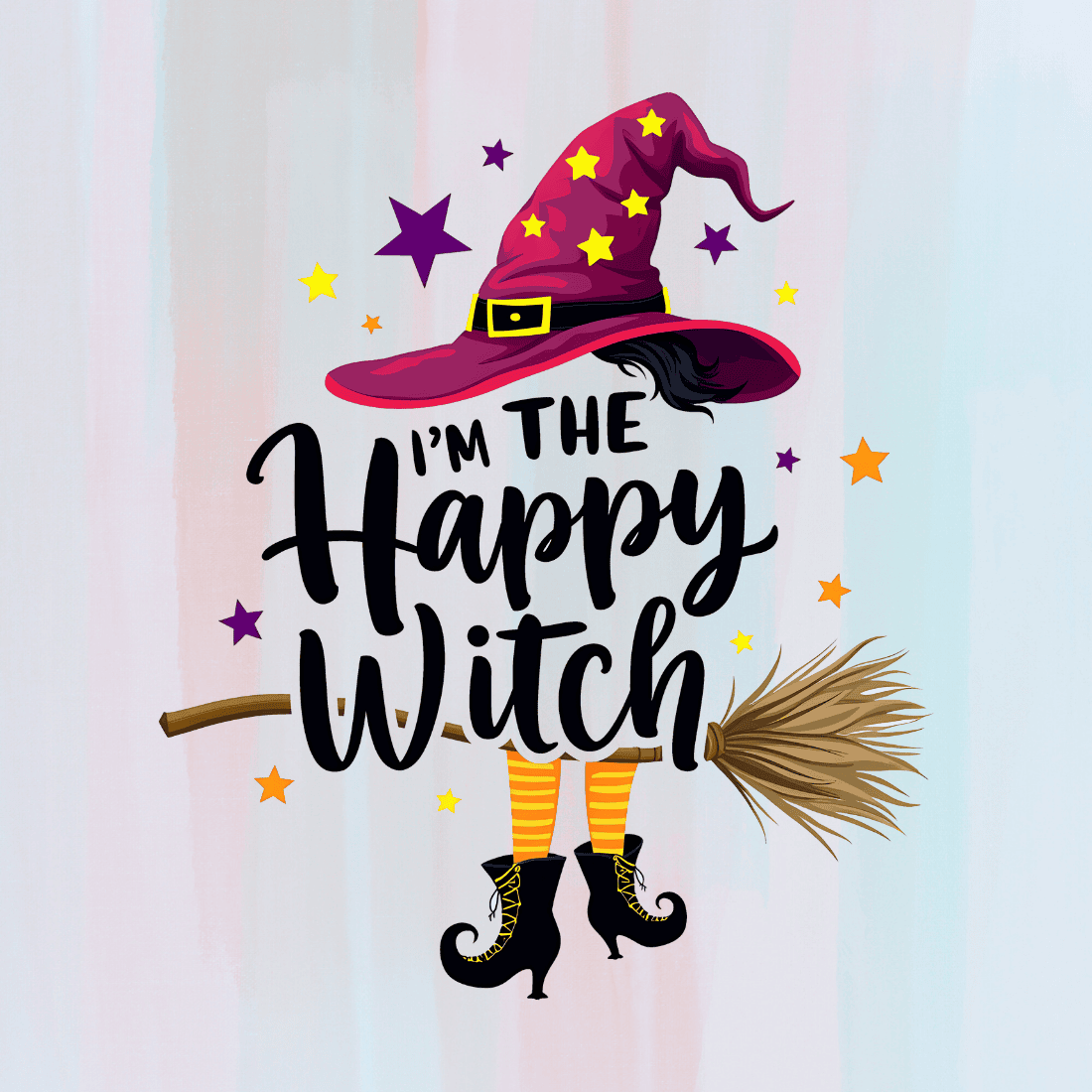 Happy Witch Costume T-shirt Design preview image.