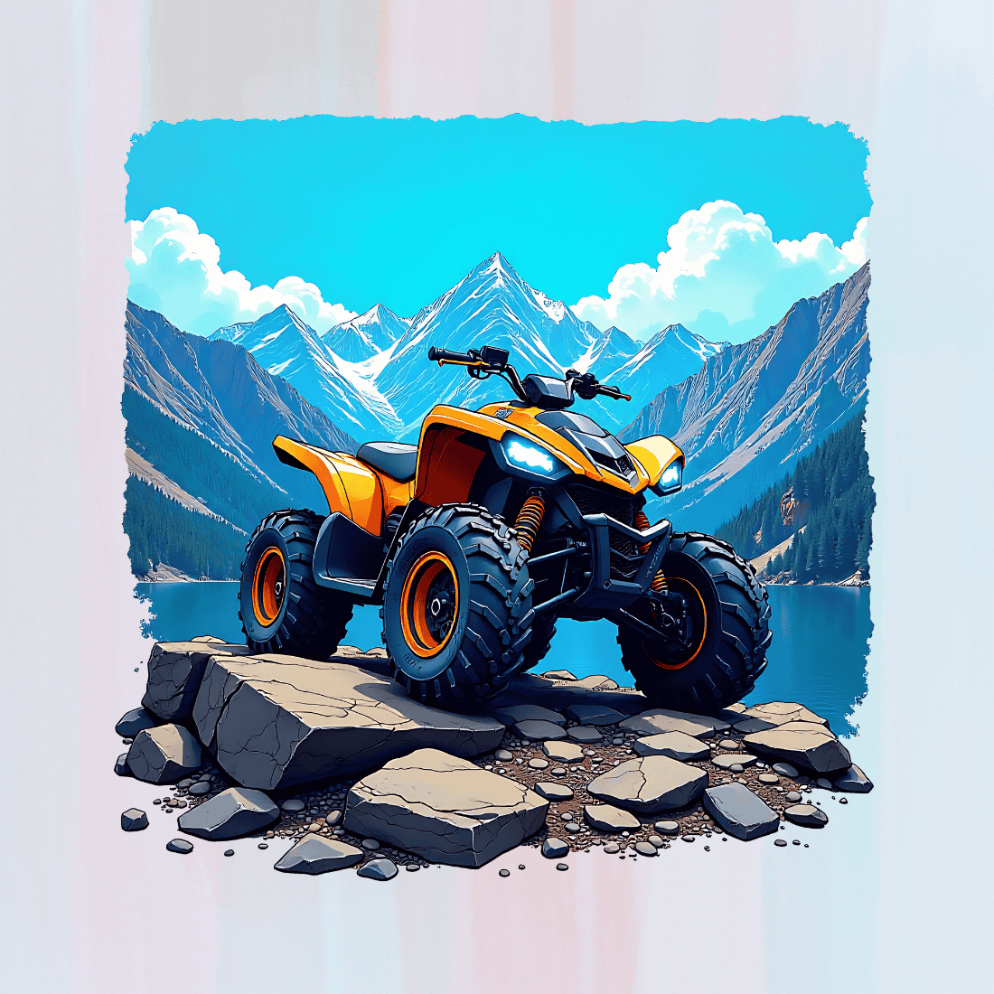 Mountain ATV Exploration T-shirt Design preview image.