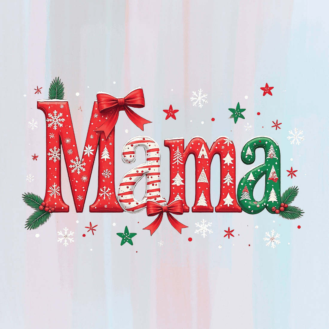 Festive Mama Typography T-shirt Design preview image.