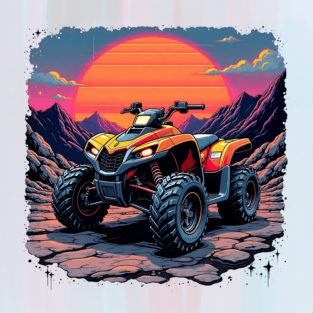 Retro Powerful ATV in Nature T-shirt Design preview image.