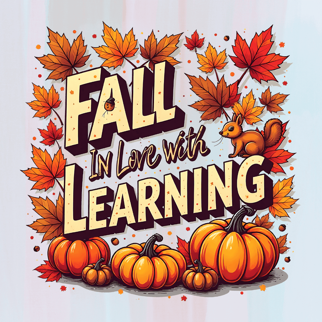 Fall in Love with Learning T-shirt Design preview image.