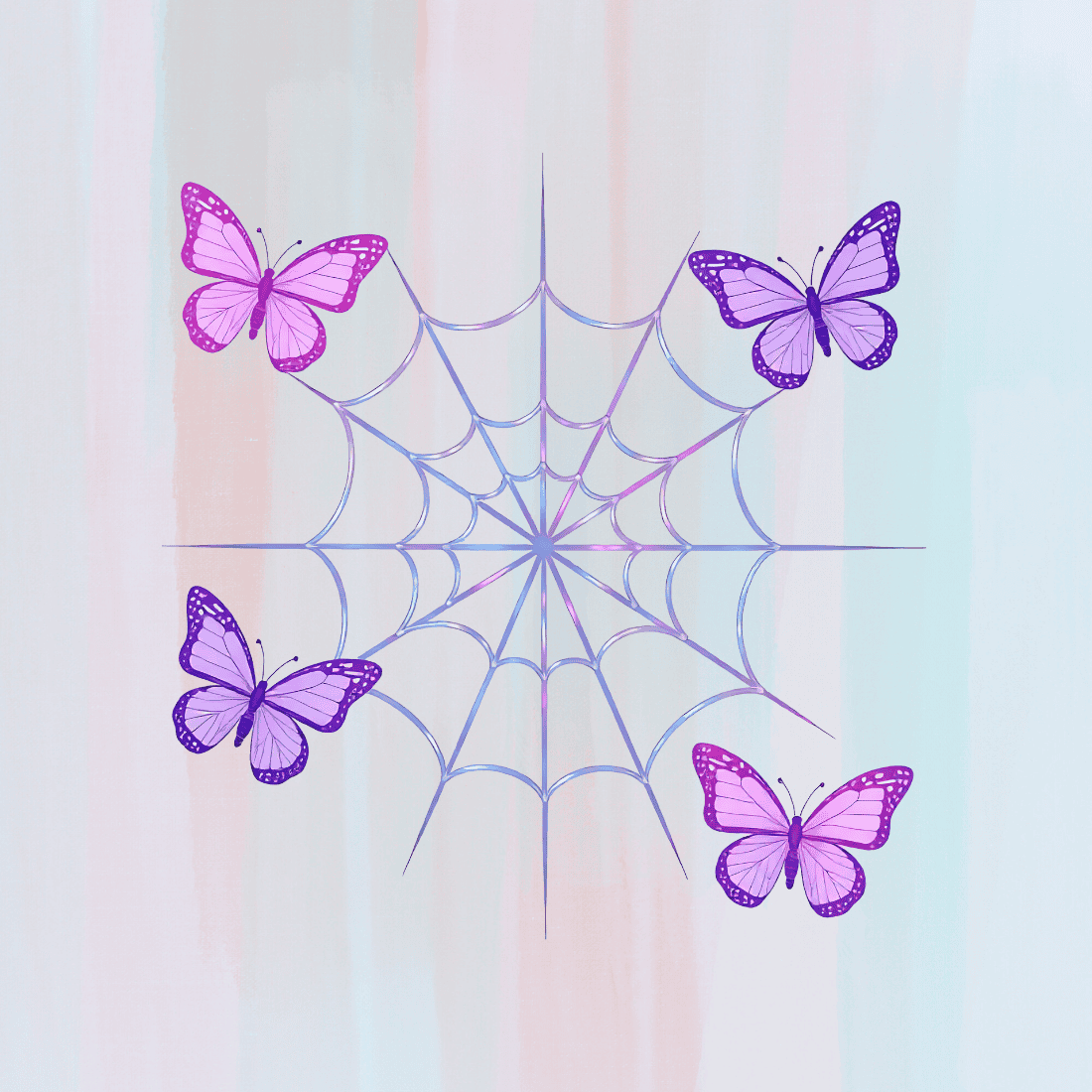 Colorful Butterfly & Web T-shirt Design preview image.