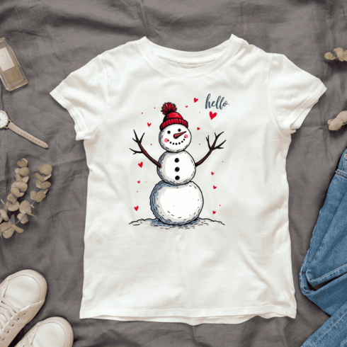 Winter Snowman T-shirt Design cover image.