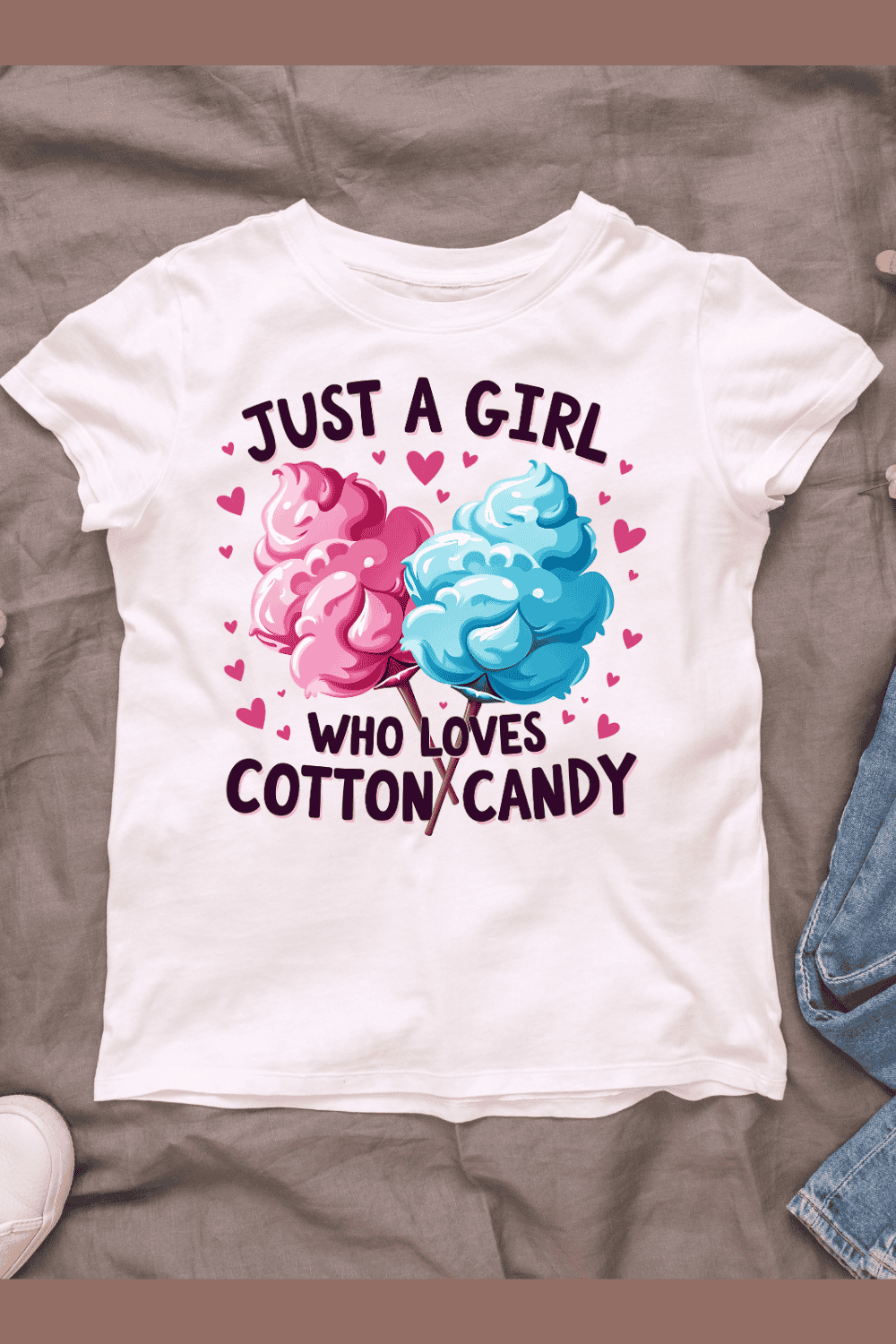 Pink And Blue Fluffy Cotton Candy T-shirt Design pinterest preview image.