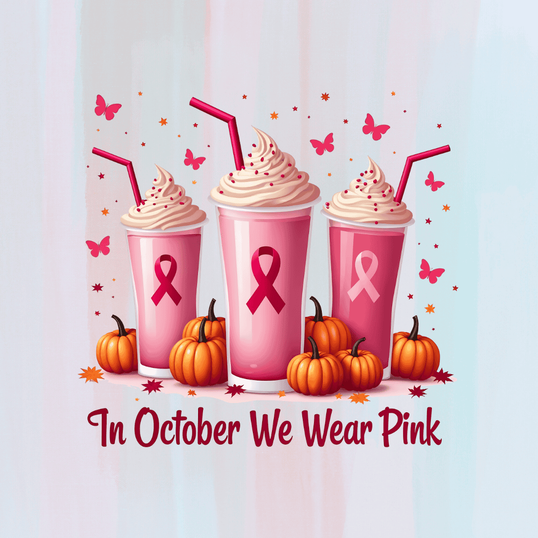 October Pink Milkshake T-shirt Design preview image.