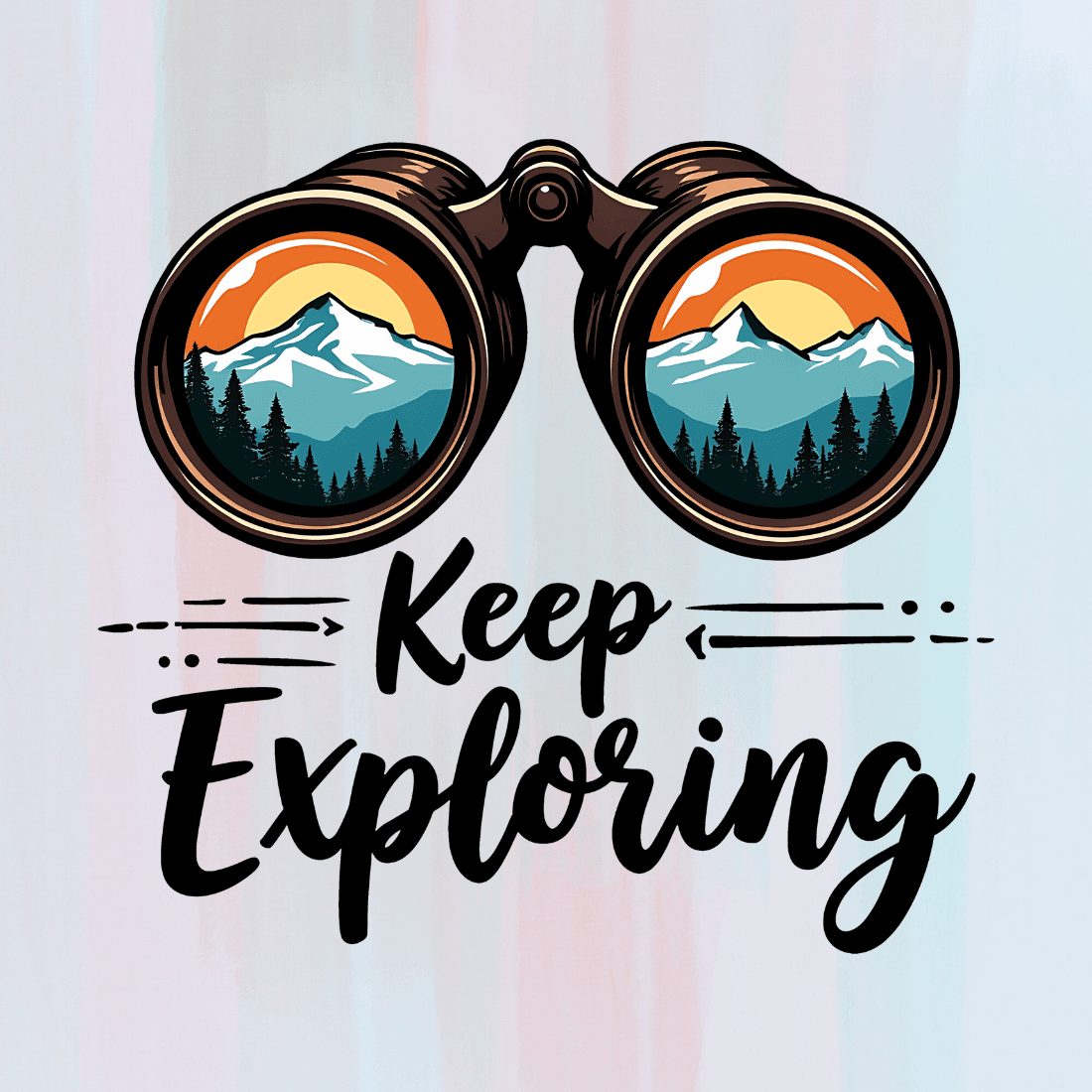 Keep Exploring Binoculars T-shirt Design preview image.