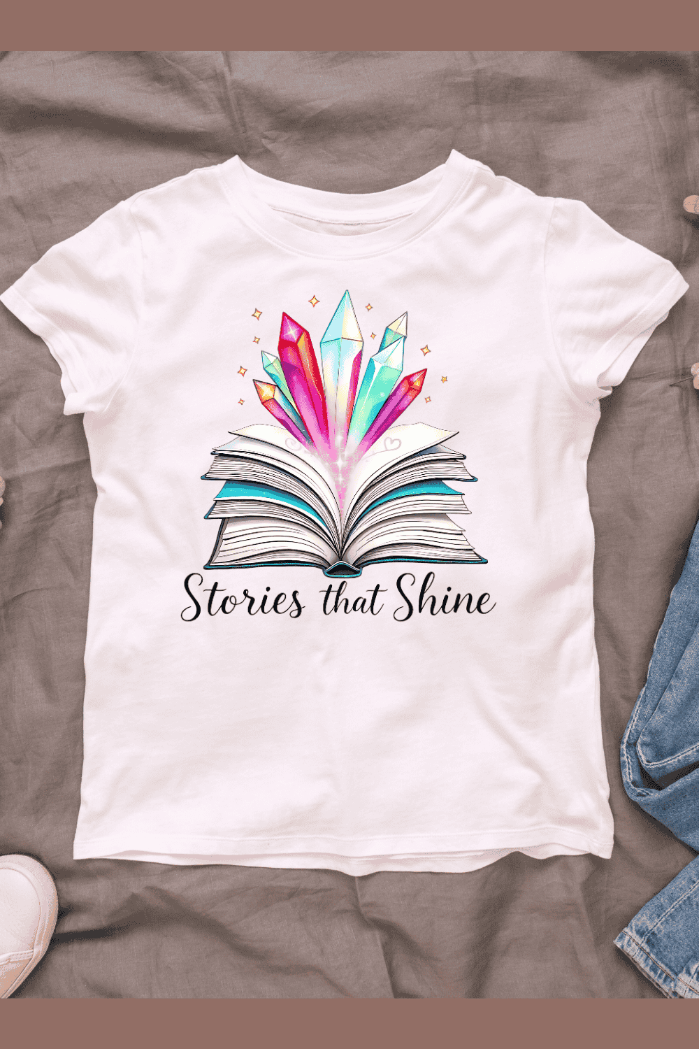 Watercolor Magical Book T-shirt Design pinterest preview image.