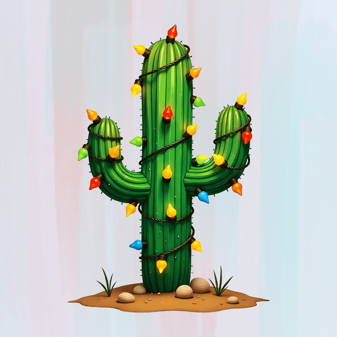 Holiday Cactus T-shirt Design preview image.