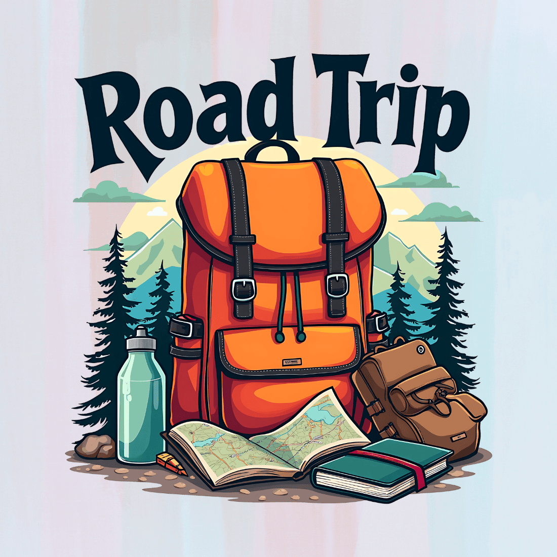 Road Trip Adventure Graphic T-shirt Design preview image.