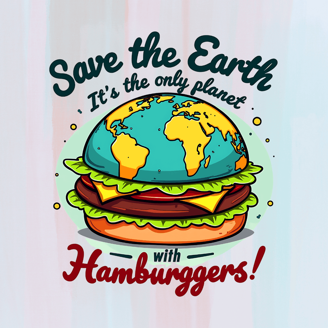 Save the Earth Burger T-shirt Design preview image.