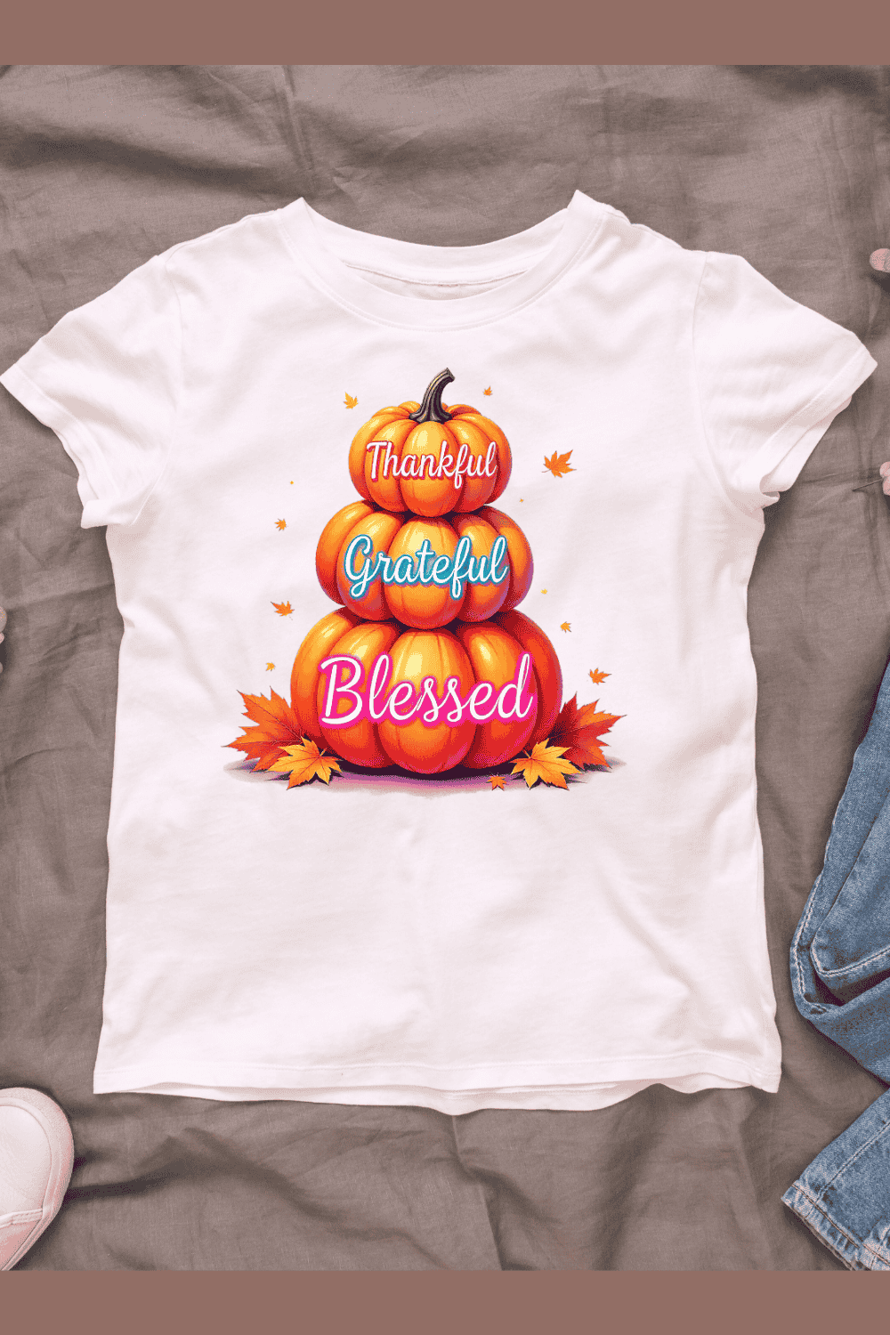 Thanksgiving Pumpkin Graphic T-shirt Design pinterest preview image.