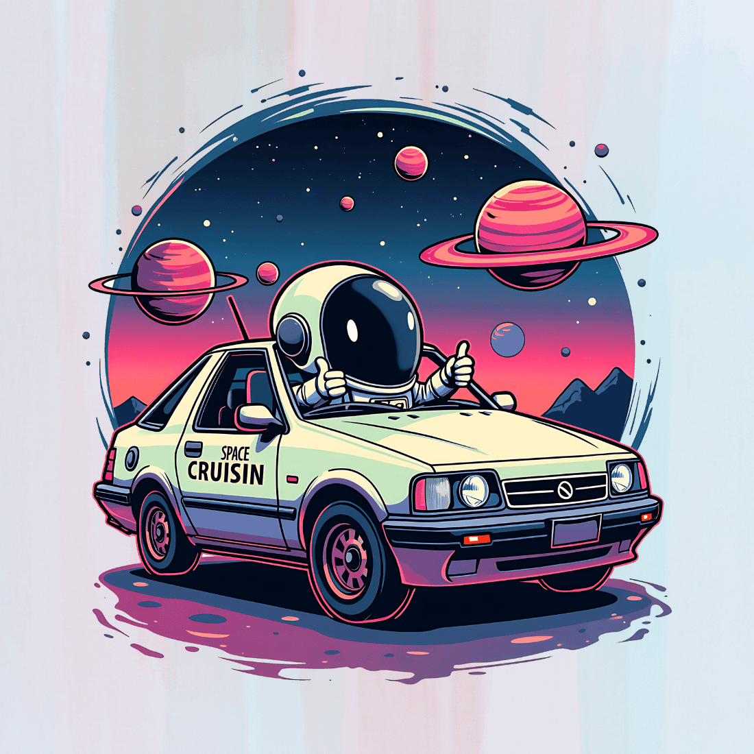 Cosmic Cruise T-shirt Design preview image.