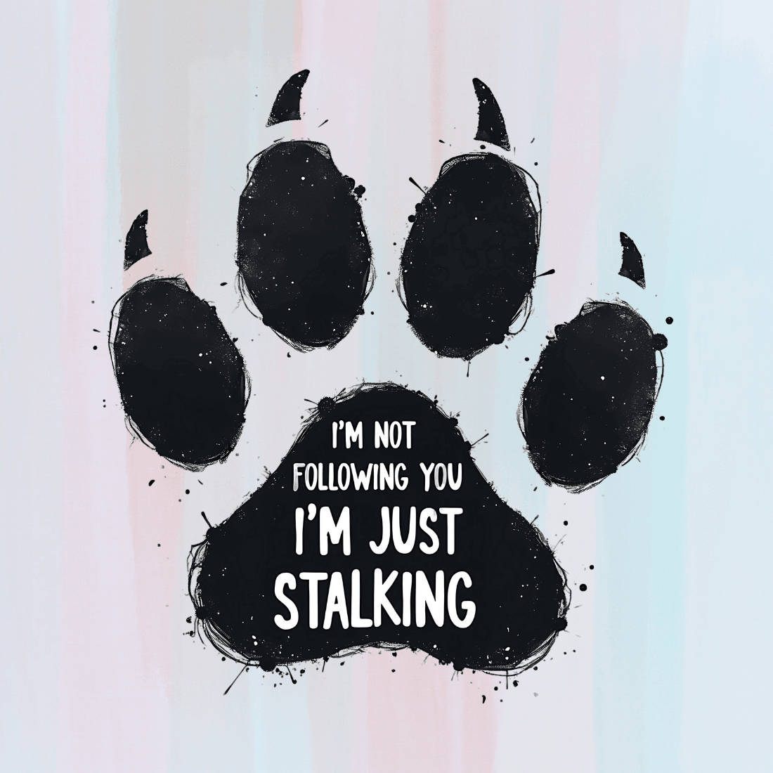 Paw Print Stalking T-shirt Design preview image.