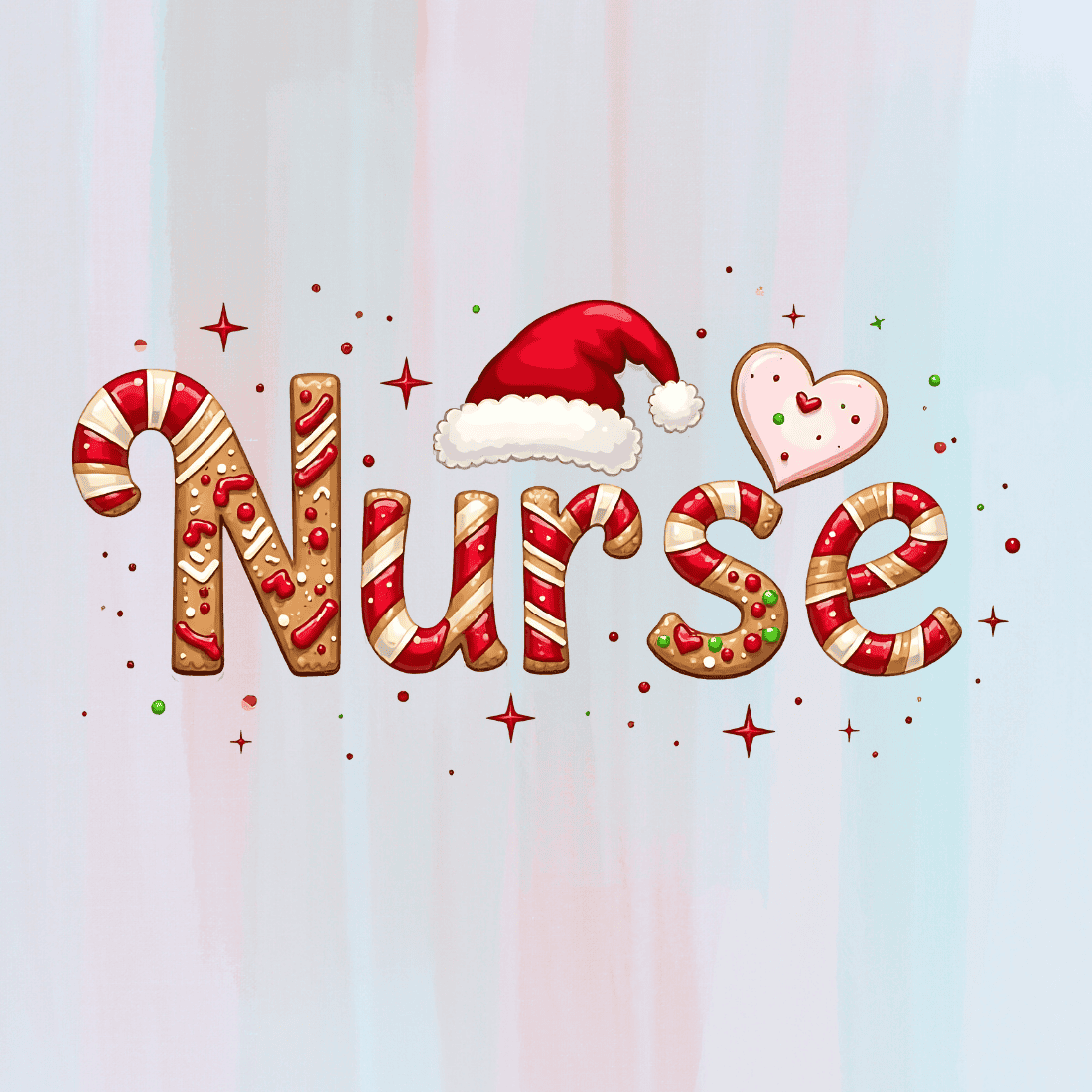 Gingerbread Letter "Nurse" T-shirt Design preview image.