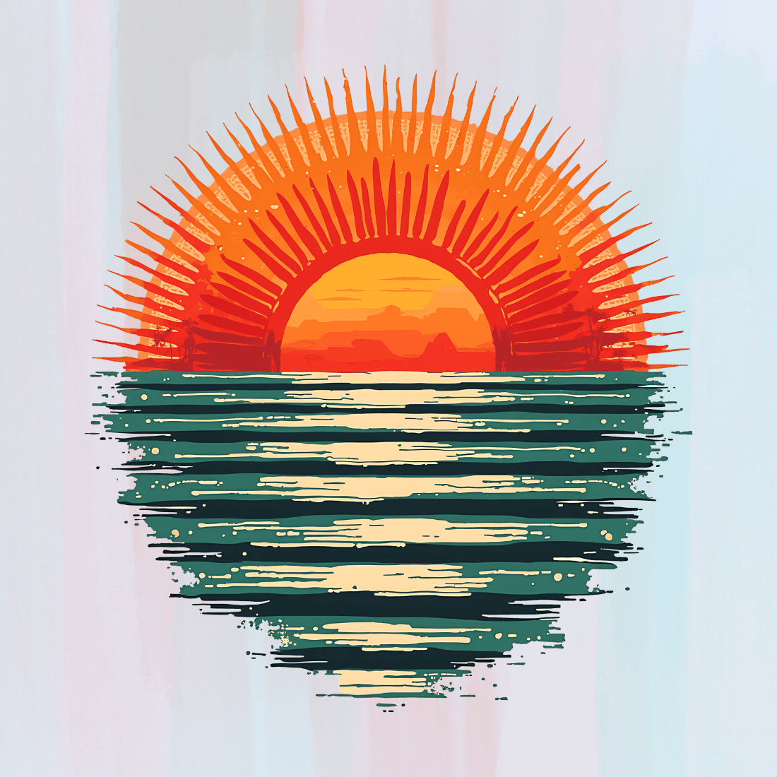 Nature Sunset T-shirt Design preview image.