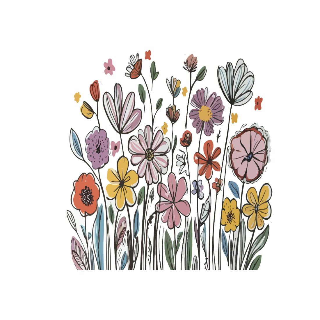 Unique Flowers Doodle Illustration Set cover image.