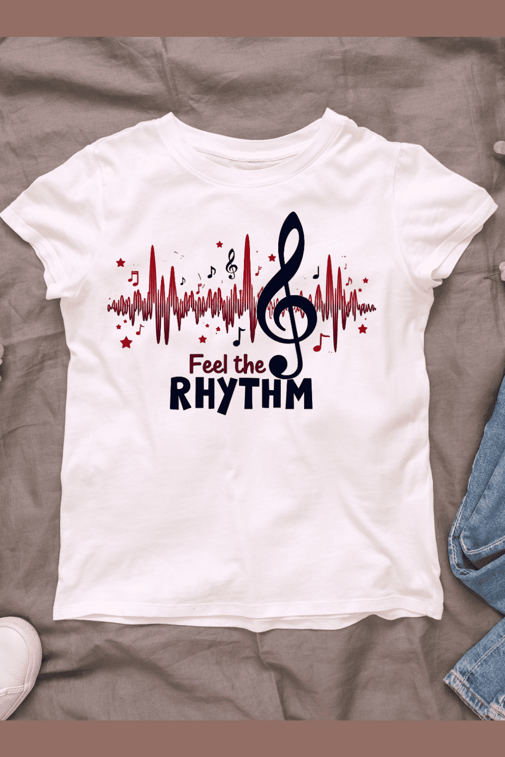 Feel the Rhythm T-shirt Design pinterest preview image.