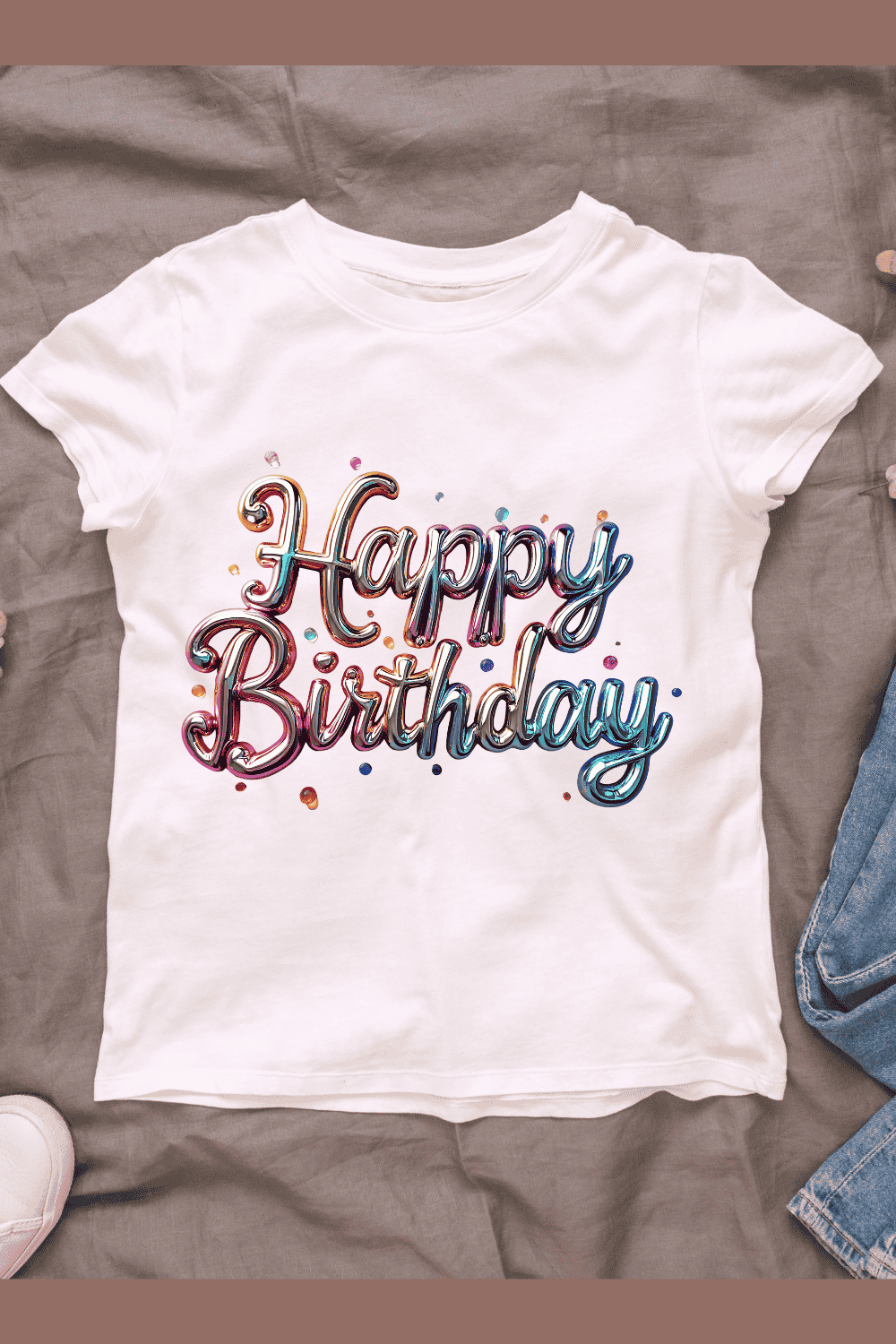 Metallic Birthday Girl T-shirt Design pinterest preview image.