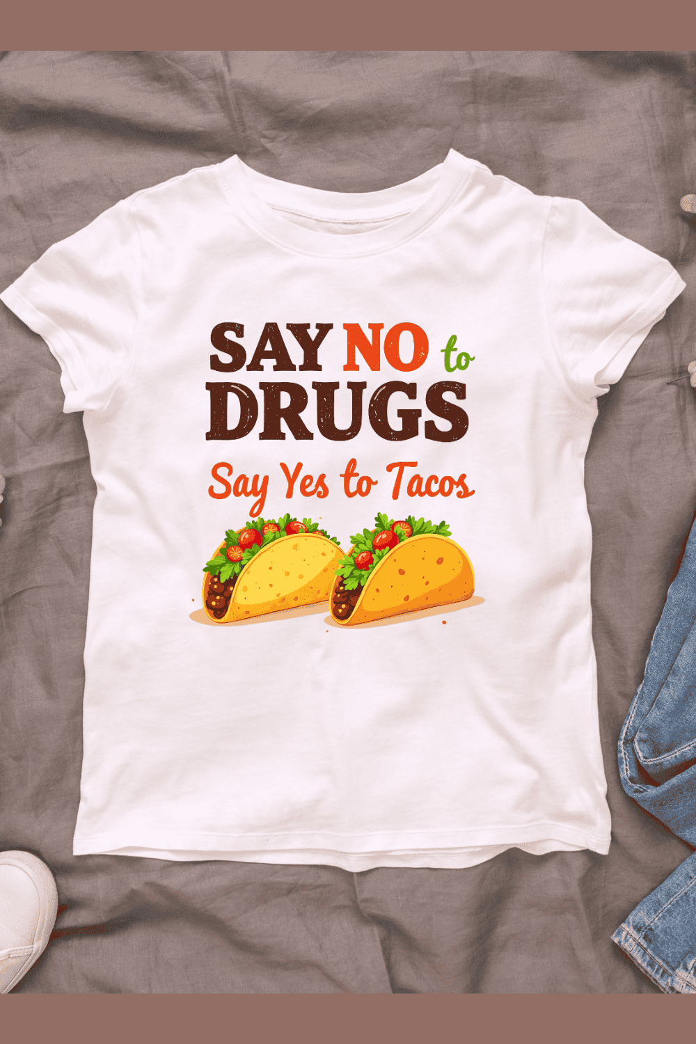 Anti-Drug Taco T-Shirt Design pinterest preview image.