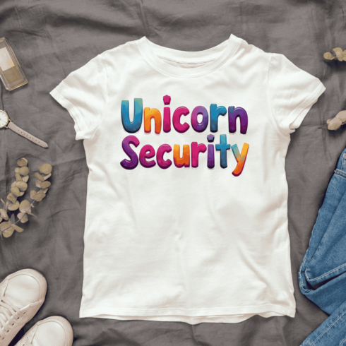 Magical Unicorn Security T-shirt Design cover image.