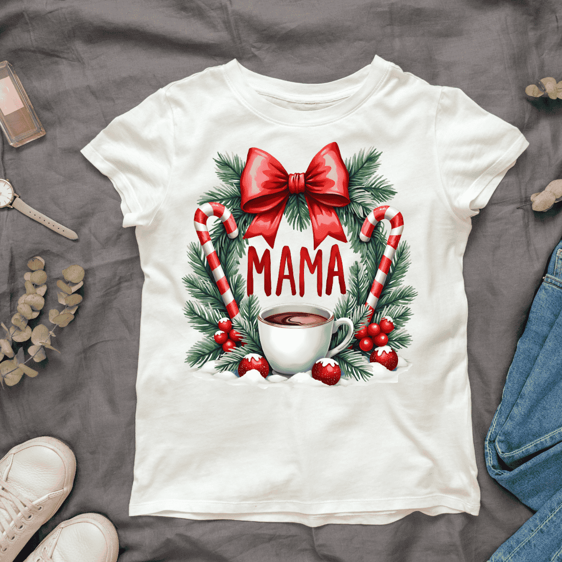 Winter Holiday Mama T-shirt Design cover image.