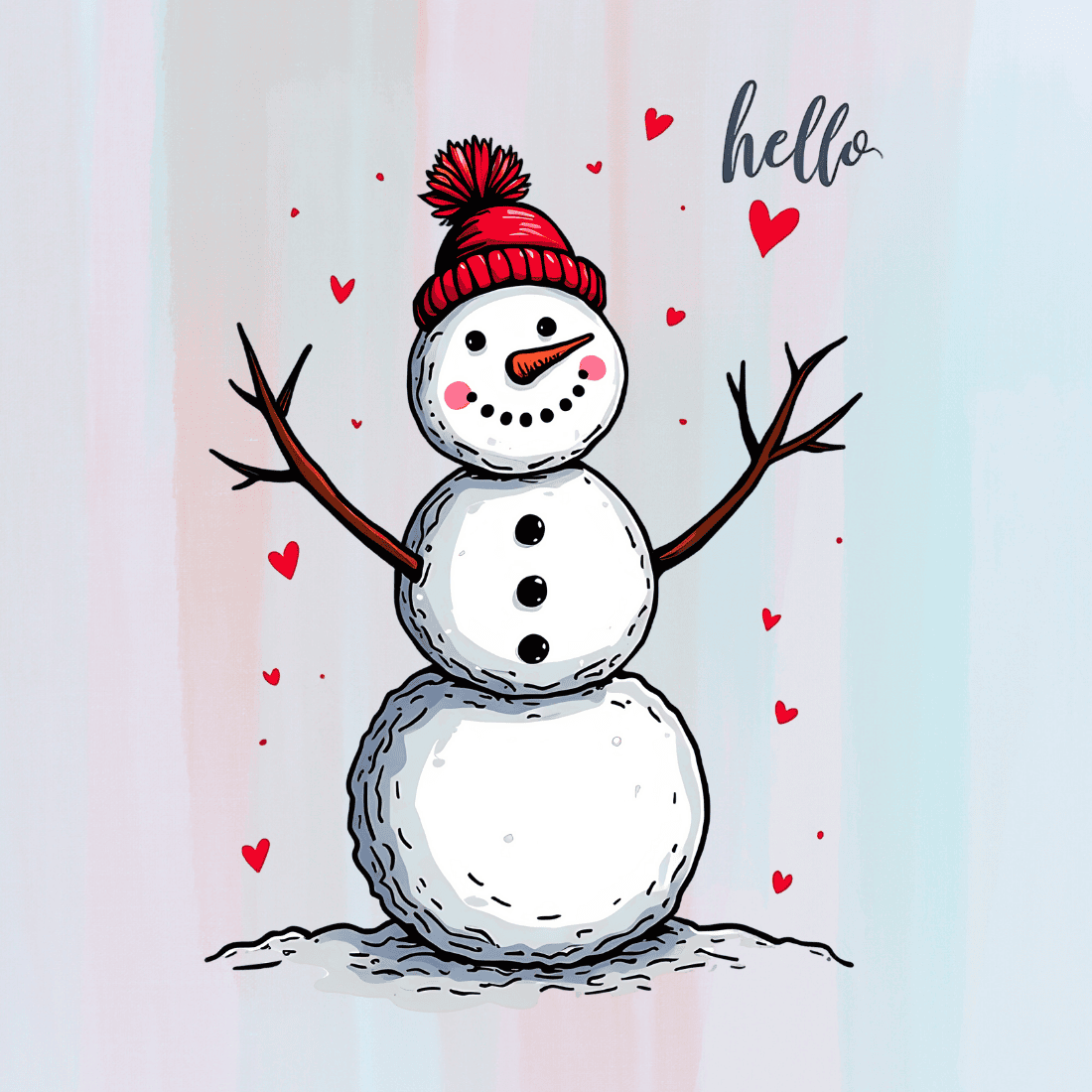 Winter Snowman T-shirt Design preview image.