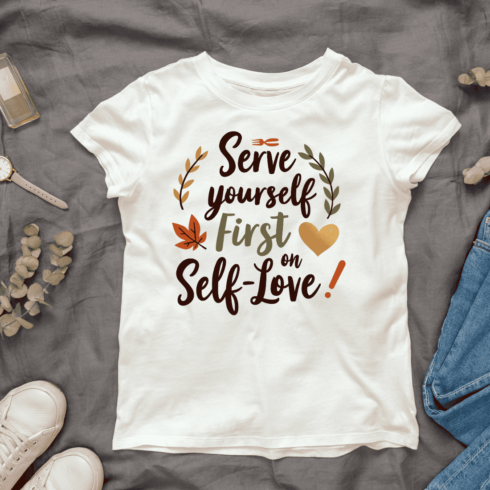 Serve Yourself First Quote T-shirt Design cover image.