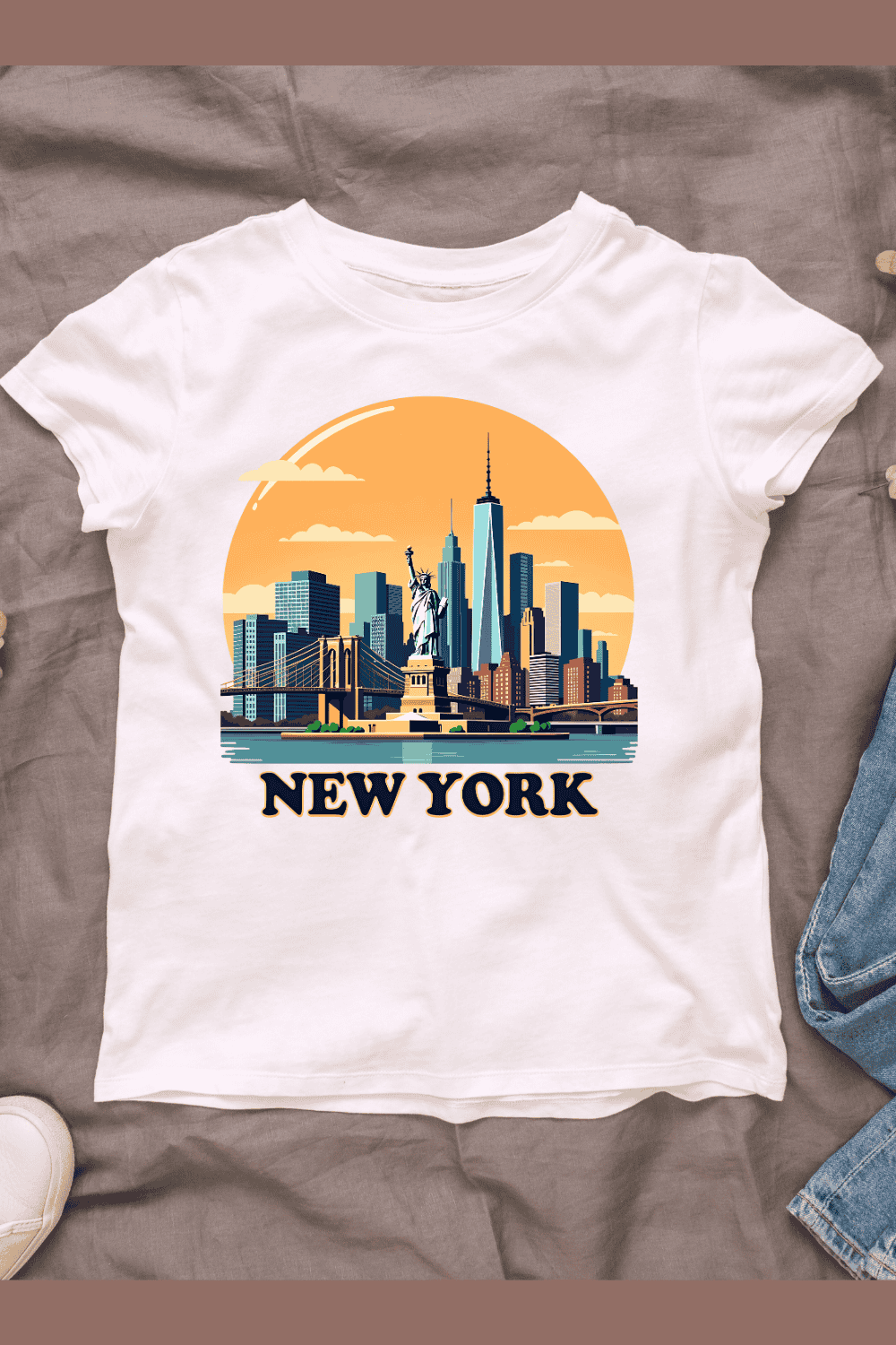 New York City Skyline T-shirt Design pinterest preview image.