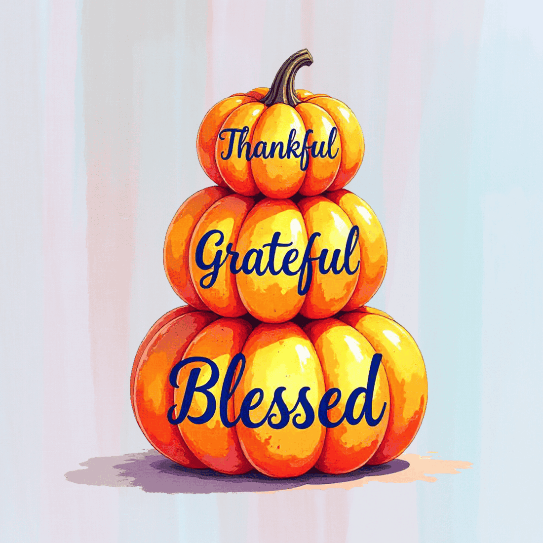 Thankful Grateful Blessed Pumpkin T-shirt Design preview image.