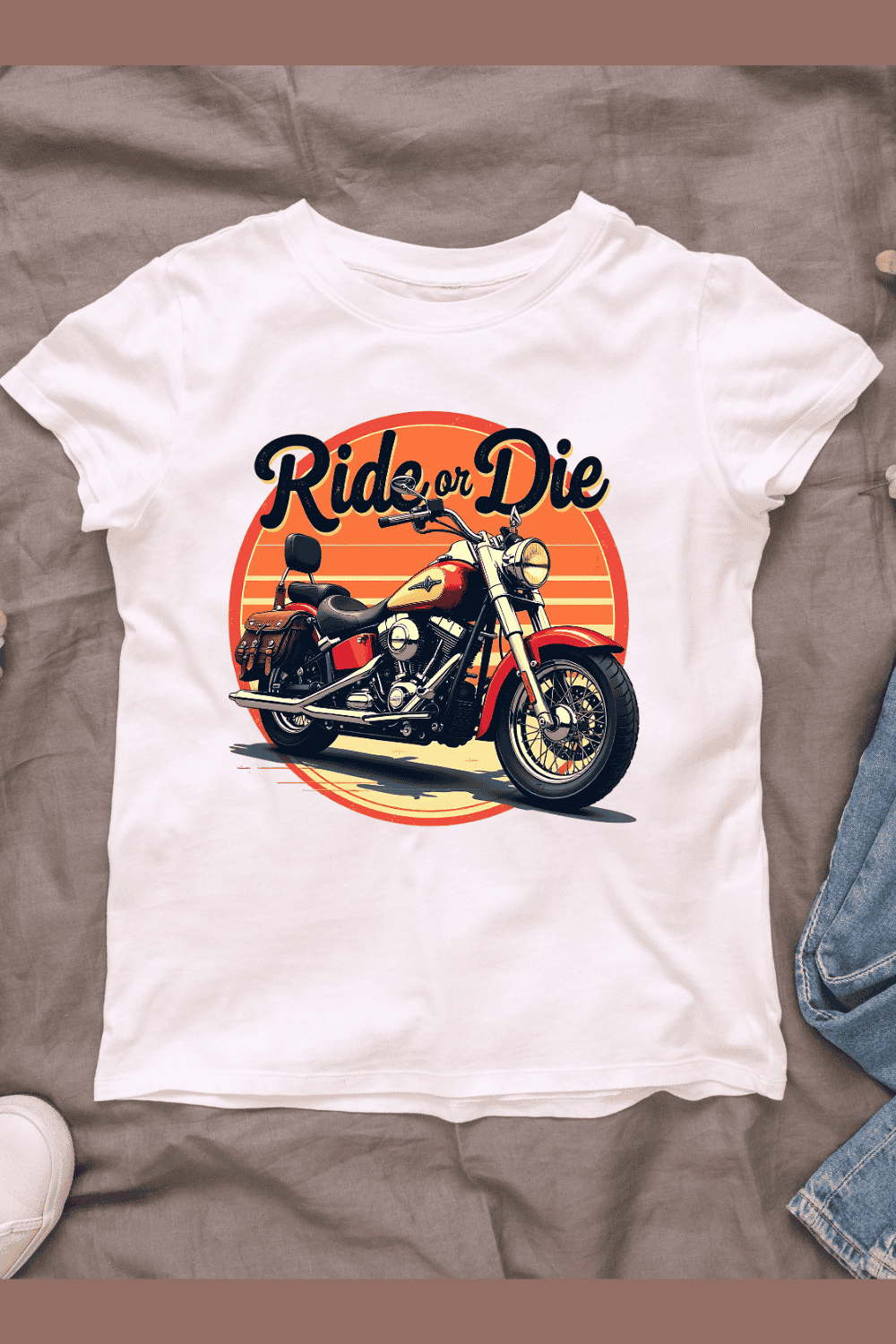 Vintage Motorcycle T-shirt Design pinterest preview image.