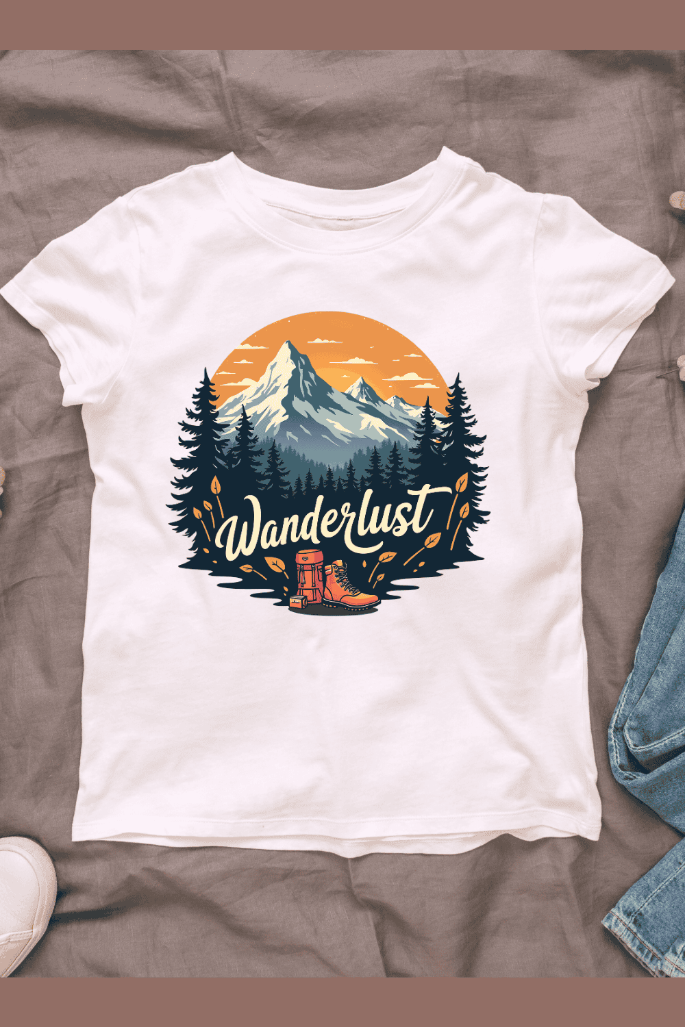 Deer and Forest Storage T-shirt Design pinterest preview image.