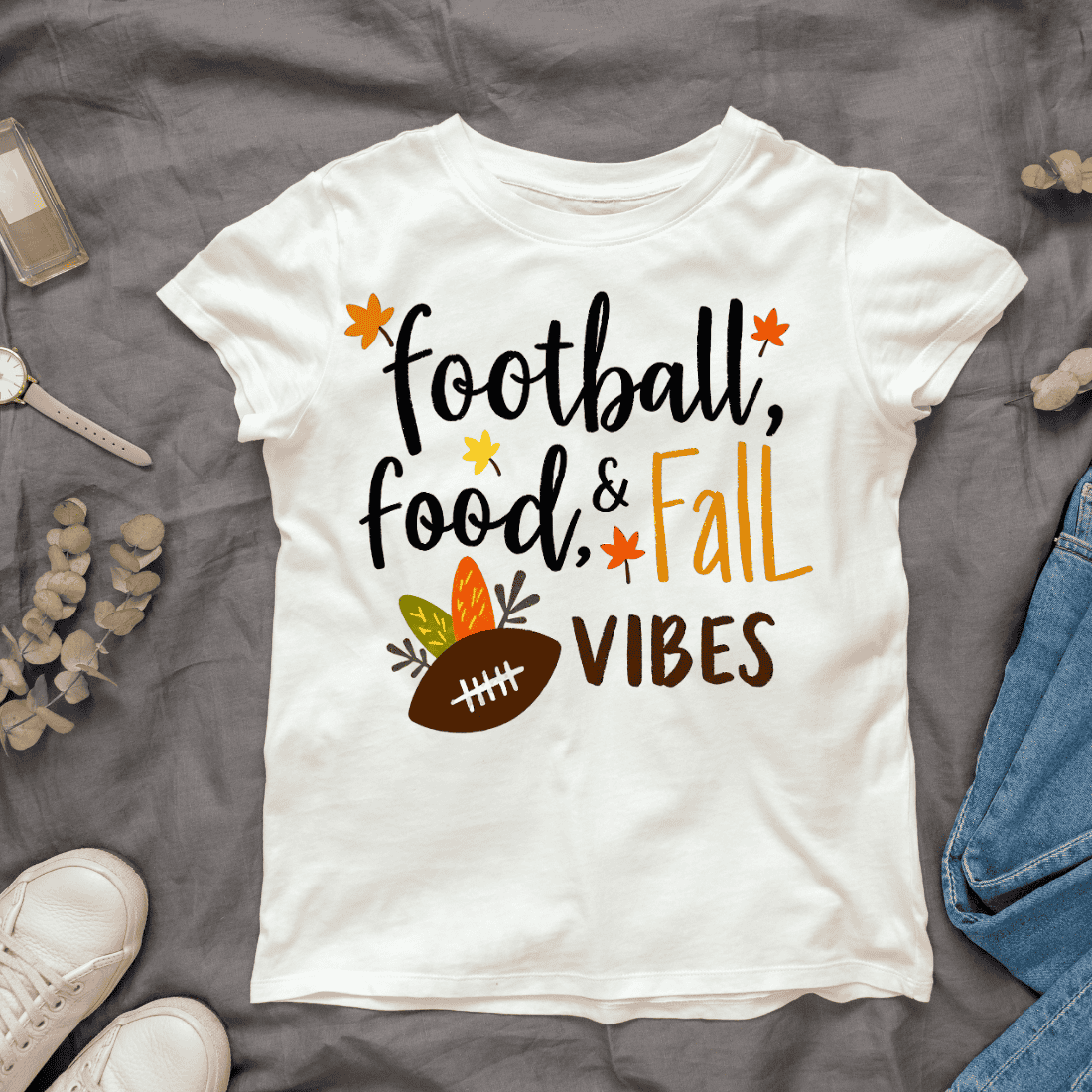 Fall Football Celebration T-shirt Design cover image.