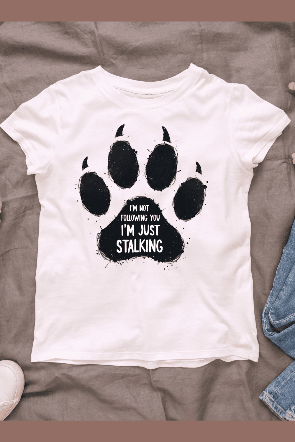 Paw Print Stalking T-shirt Design pinterest preview image.