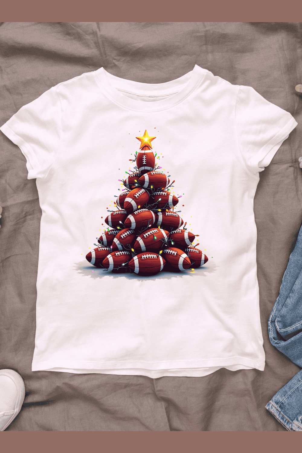 Football Holiday Décor T-shirt Design pinterest preview image.