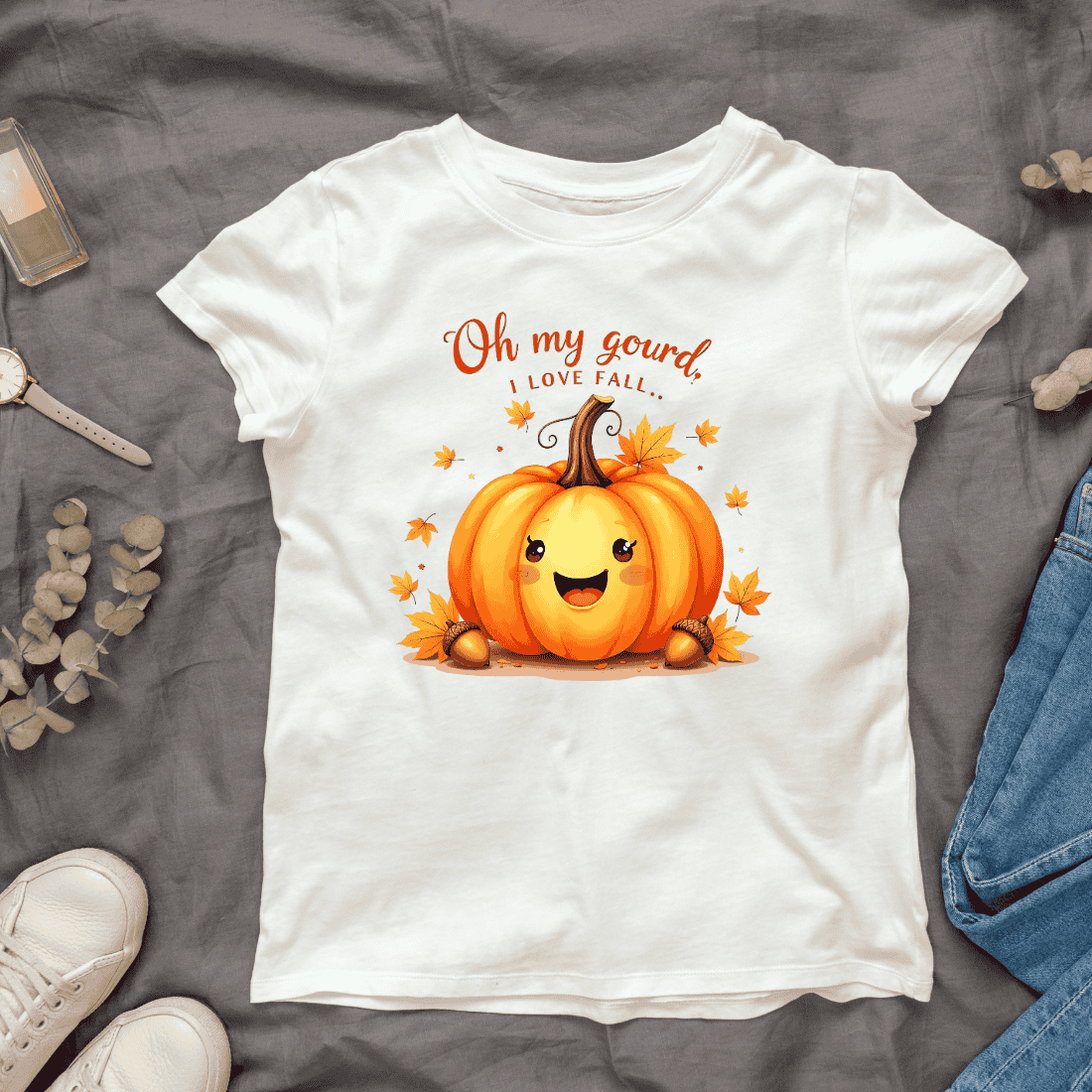 Cute Fall Pumpkin T-Shirt Design cover image.