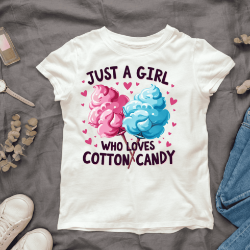 Pink And Blue Fluffy Cotton Candy T-shirt Design cover image.