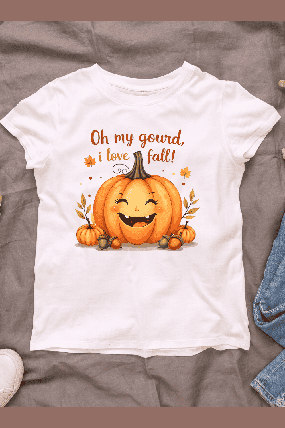 Oh My Gourd, I Love Fall! T-Shirt Design pinterest preview image.