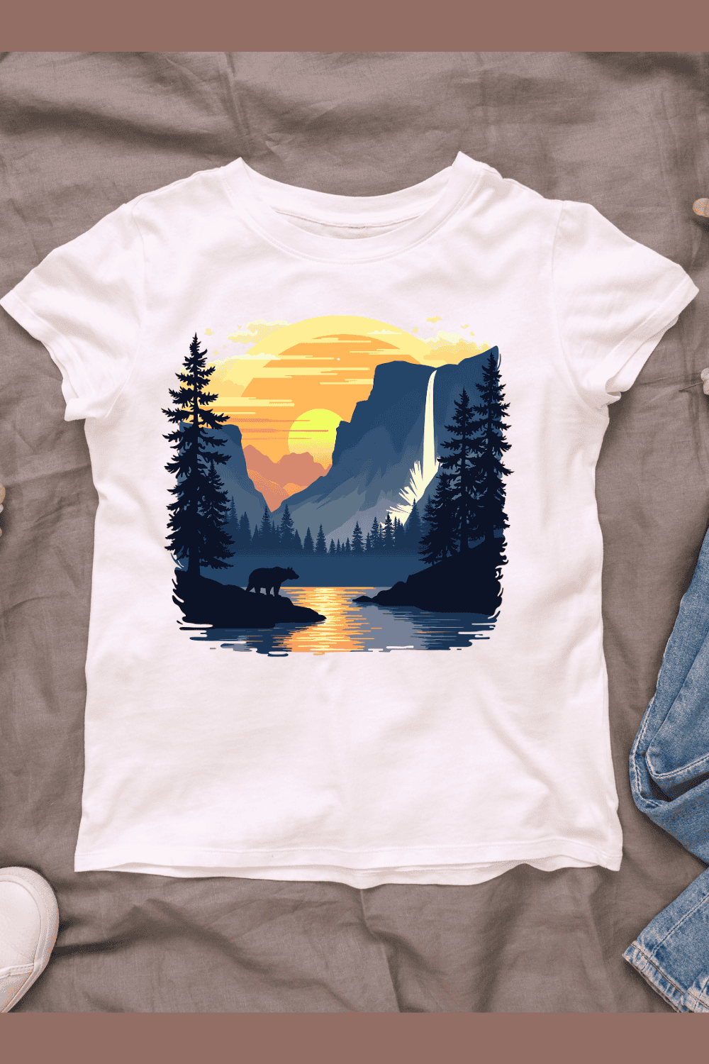 Bear in Yosemite National Park T-shirt Design pinterest preview image.