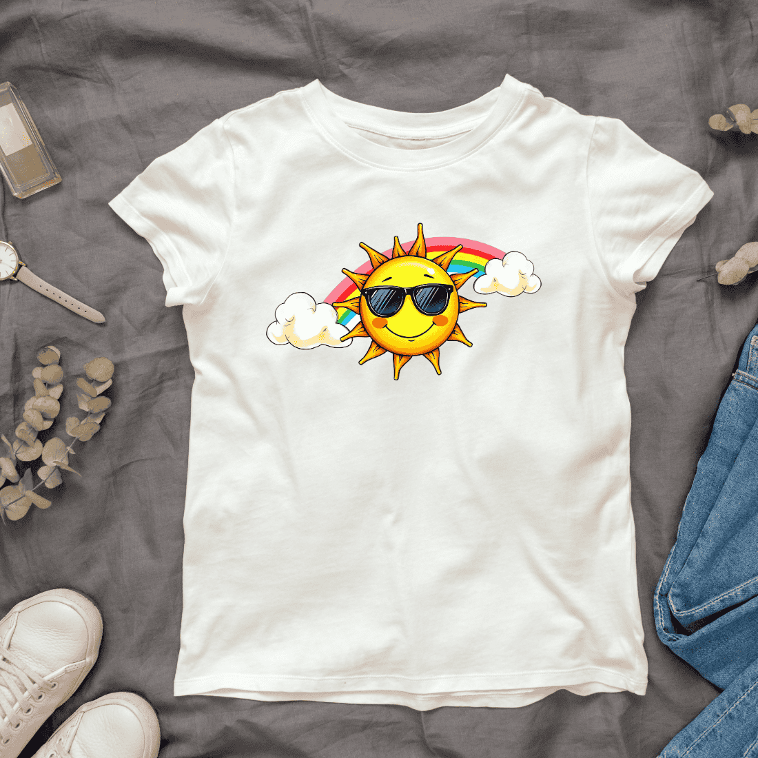 Rainbow Sun T-Shirt Design cover image.